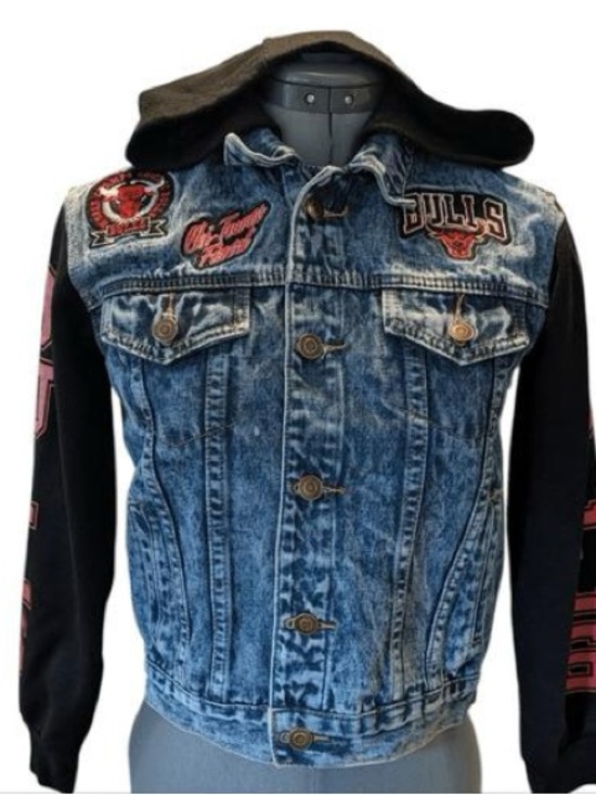NBA Other - NBA Denim Jacket with Black Hood and Gold Stitching
